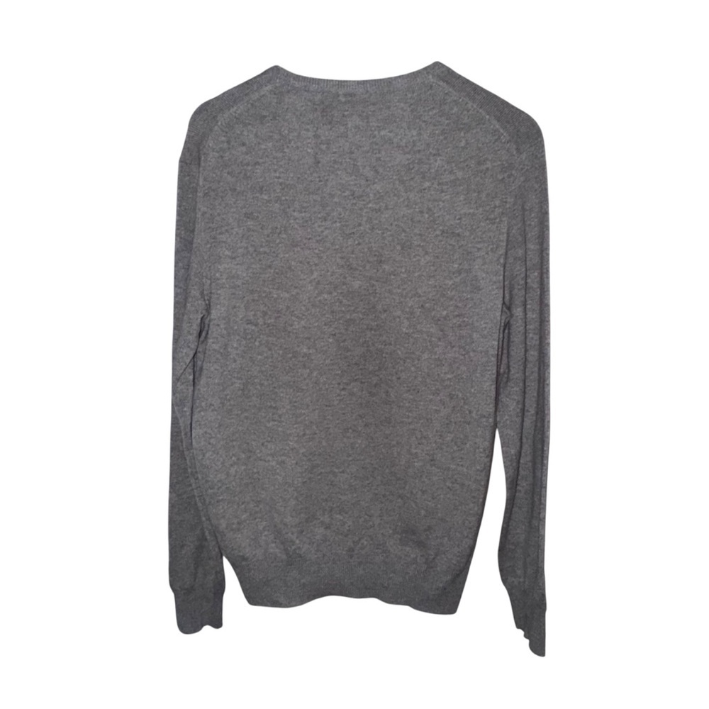 Polo Ralph Lauren 100% Merino Wool Gray V-Neck Sweater Medium Classic Preppy - Picture 3 of 5